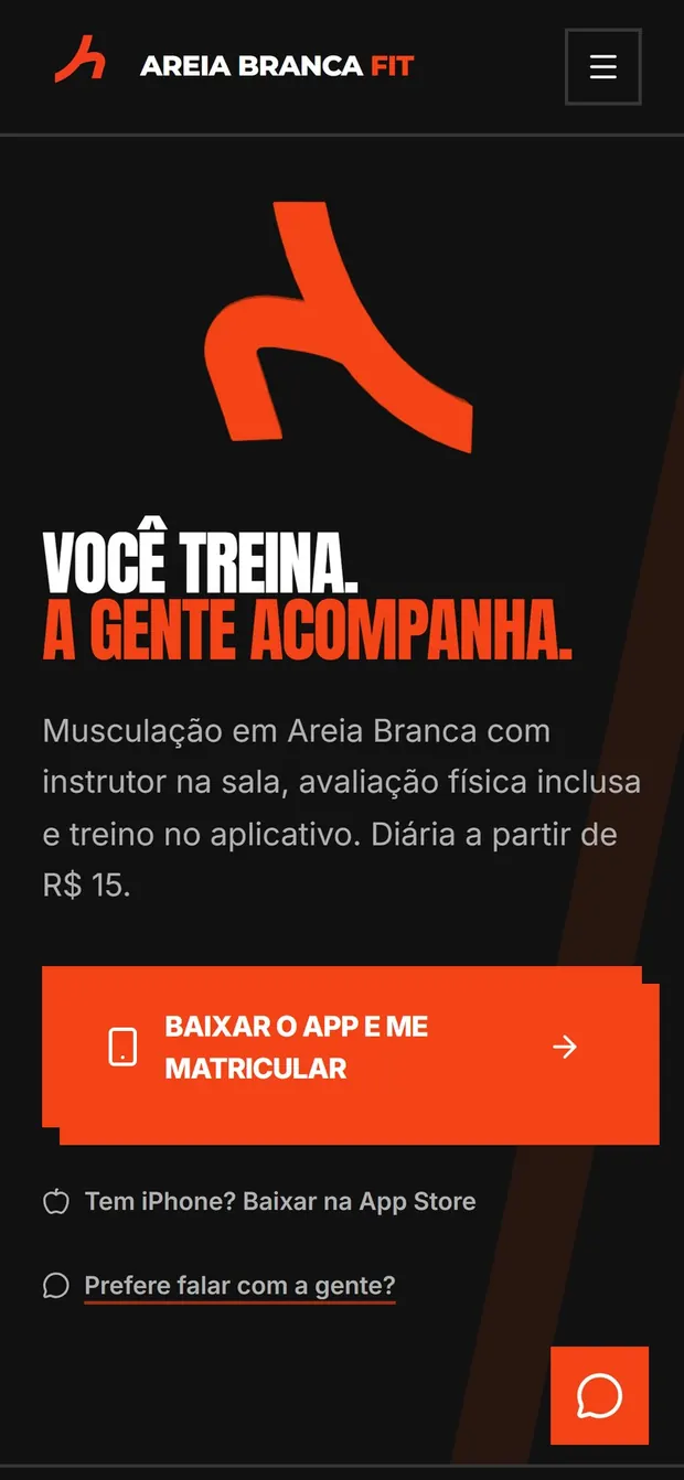 Topo do site da Areia Branca Fit